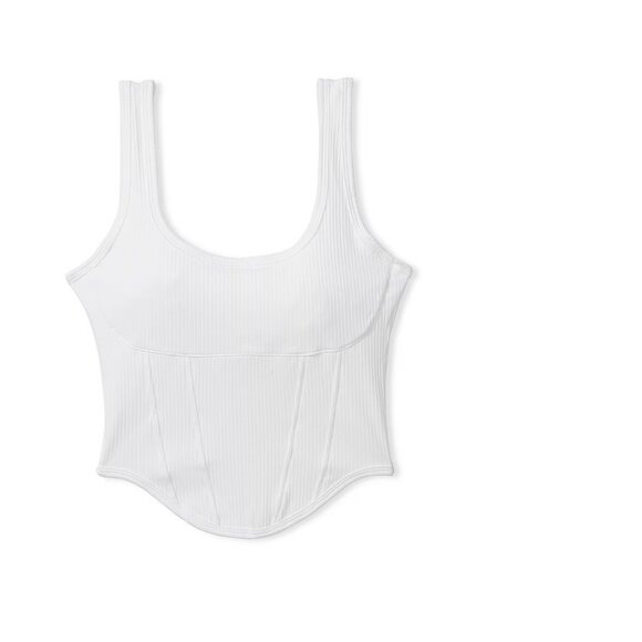 new victoria's secret pink cinched ribbed corset tank top white s - Picture 2 of 2